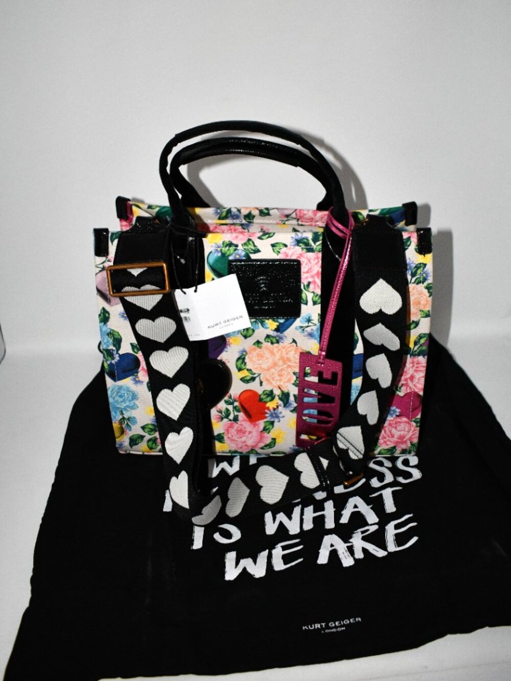 Kurt Geiger Southbank Floral Love Tote Handle Bag in Multi Floral #5033505609 NW - Picture 8 of 9